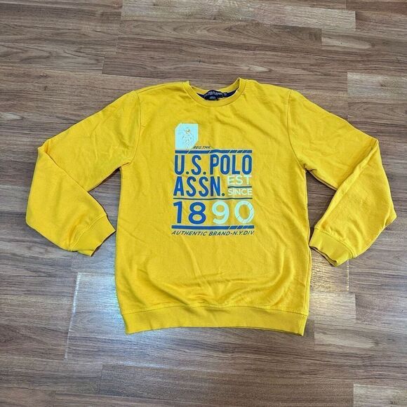 U.S. Polo Assn Yellow Long Sleeve Sweatshirt with Blue and White | Boys XXL (18) - Picture 1 of 11
